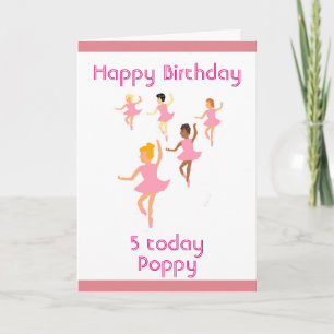 バレリナス、子供の誕生日カードに名前を追加 カード