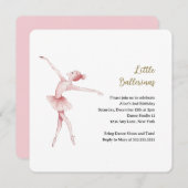 バレリナセンターステージ子供の誕生日パーティー 招待状 (正面/裏面)