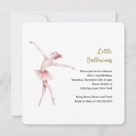 バレリナセンターステージ子供の誕生日パーティー 招待状