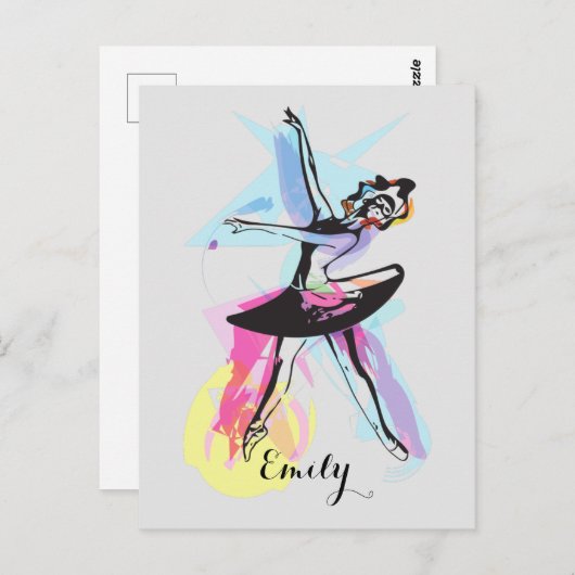 バレリナダンサーウォーターカラーカスタマイズハガキー ポストカード (正面/裏面)