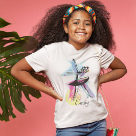 バレリナダンサーウォーターカラーテーマ Tシャツ