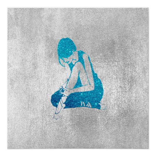 バレリナダンサーメタリックグレーシルバーターコイズ ポスター (正面)