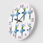 バレリナダンサー水彩画 ラージ壁時計 (傾斜)