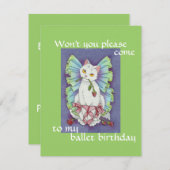 バレリナダンスキティキャットかわいいバースデーカード 招待状 (正面/裏面)