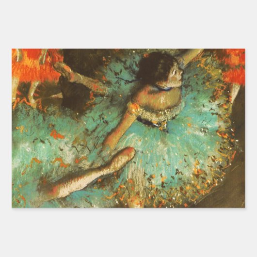 バレリナダンスグリーンダンサーエドガーデガ絵画ス ラッピングペーパーシート (正面)