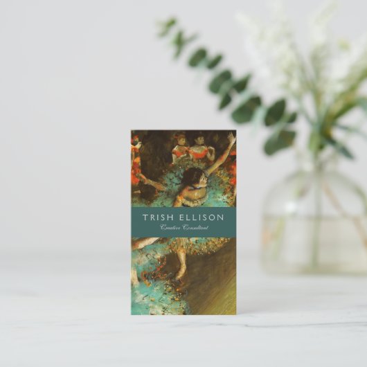 バレリナダンスグリーンダンサーエドガーデガ絵画ス 名刺 (スタンド正面)