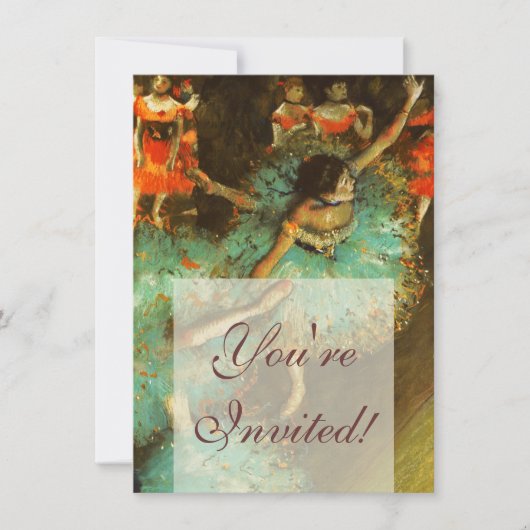 バレリナダンスグリーンダンサーエドガーデガ絵画ス 招待状 (正面)