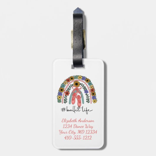 バレリナダンススタジオバレエインストラクターダンサー ラゲッジタグ (裏面縦)