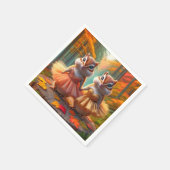 バレリナチップムンクスオン秋の木の棒 スタンダードカクテルナプキン (角)