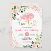 バレリナツチュガールセカンド誕生日招待状 招待状 (正面/裏面)