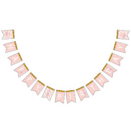 バレリナツチュガールピンク金ゴールド誕生日パーティードコール バンティングフラッグ