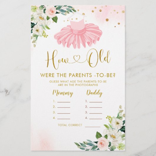 バレリナツチュベイビーシャワーどのように古い親ゲーム (正面)