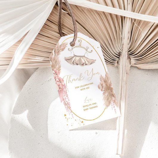 バレリナツチュベイビーシャワーまたは誕生日ありがとう ギフトタグ