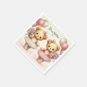 バレリナトゥインクルトゥーンズツインベアーズバースデーパーティー スタンダードカクテルナプキン (角)