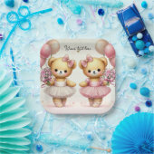 バレリナトゥインクルトゥーンズツインベアーズバースデーパーティー ペーパープレート (パーティー)