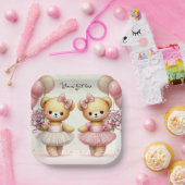 バレリナトゥインクルトゥーンズツインベアーズバースデーパーティー ペーパープレート (パーティー)