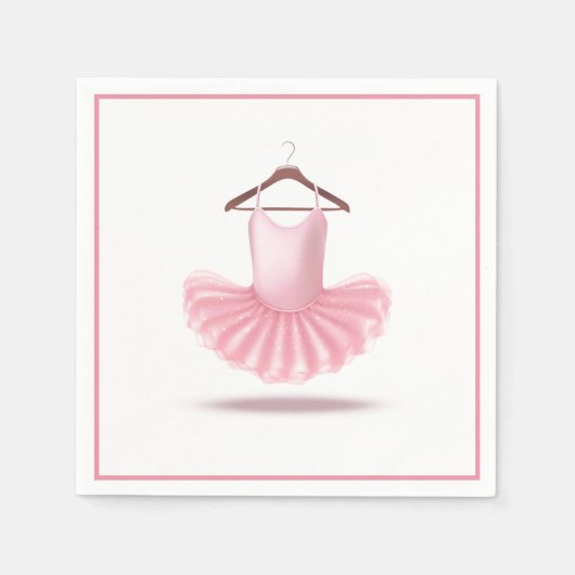 バレリナトゥチュバレエエレガントピンクグラガーリーム スタンダードカクテルナプキン (正面)