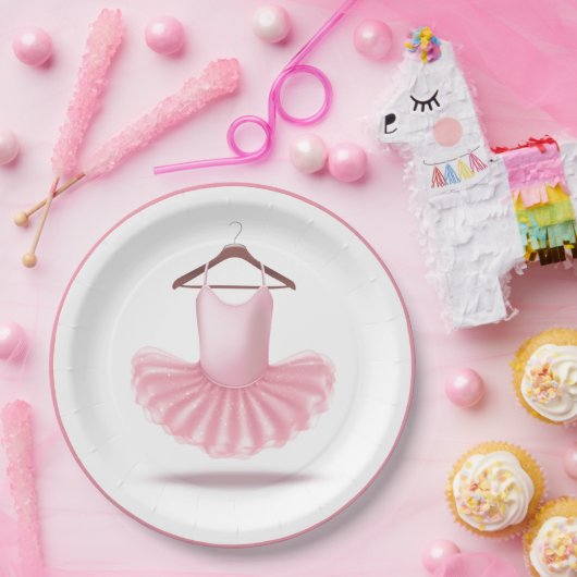 バレリナトゥチュバレエピンクグガーリーラエレガントーム ペーパープレート (パーティー)