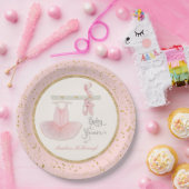 バレリナトゥトゥベビーガールシャワースクリプトタイポグラフィ ペーパープレート (パーティー)