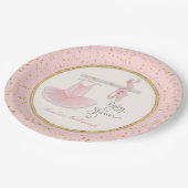 バレリナトゥトゥベビーガールシャワースクリプトタイポグラフィ ペーパープレート (アングル)