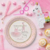 バレリナトゥトゥベビーガールファースト1歳の誕生日パーティー ペーパープレート (パーティー)