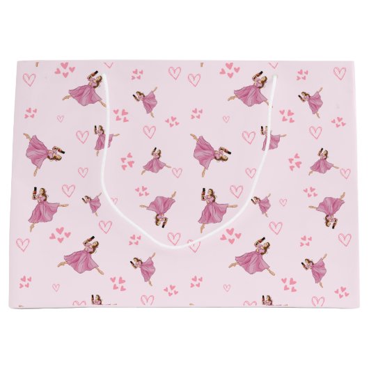 バレリナナナクラッカー誕生日パターン ラージペーパーバッグ (正面)
