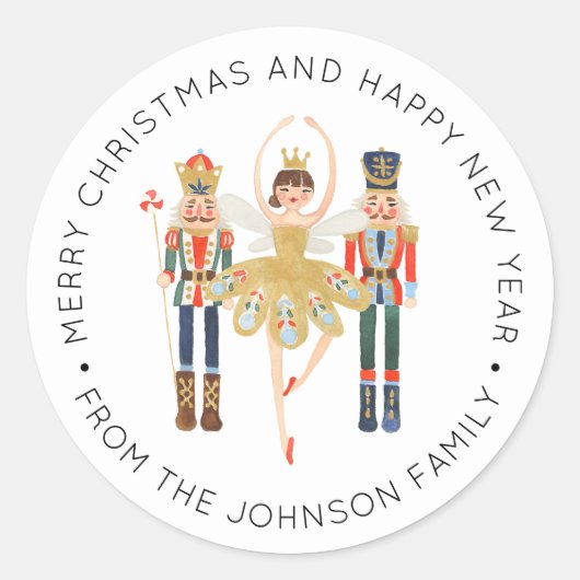 バレリナナナッツクラッカークリスマスホリデークラシックRoo ラウンドシール (正面)