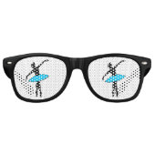 バレリナネオンバレエダンサーシルエットアクアブルー レトロサングラス (正面)