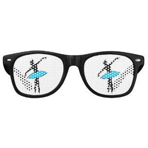 バレリナネオンバレエダンサーシルエットアクアブルー レトロサングラス