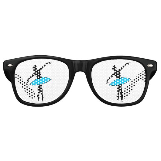 バレリナネオンバレエダンサーシルエットアクアブルー レトロサングラス (正面)