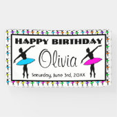 バレリナネオンバレエダンサーハッピーバースデー 横断幕 (横)