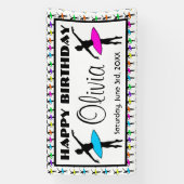 バレリナネオンバレエダンサーハッピーバースデー 横断幕 (縦)