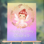 バレリナハッピーファイブ誕生日ピンクパーティーバナー アクリルサイン (ニュートラル)