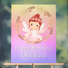 バレリナハッピーファイブ誕生日ピンクパーティーバナー アクリルサイン