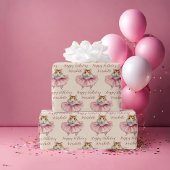 バレリナハムスターガールズパーソナライズされた誕生日 ラッピングペーパー