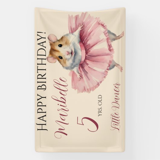 バレリナハムスターガールズパーソナライズされた誕生日 横断幕 (縦)