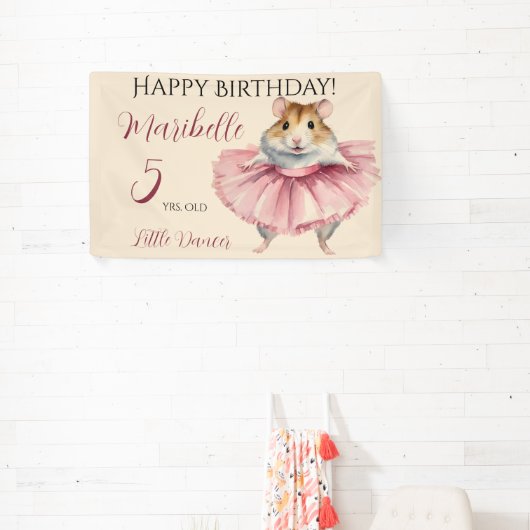 バレリナハムスターガールズパーソナライズされた誕生日 横断幕 (インサイチュ)