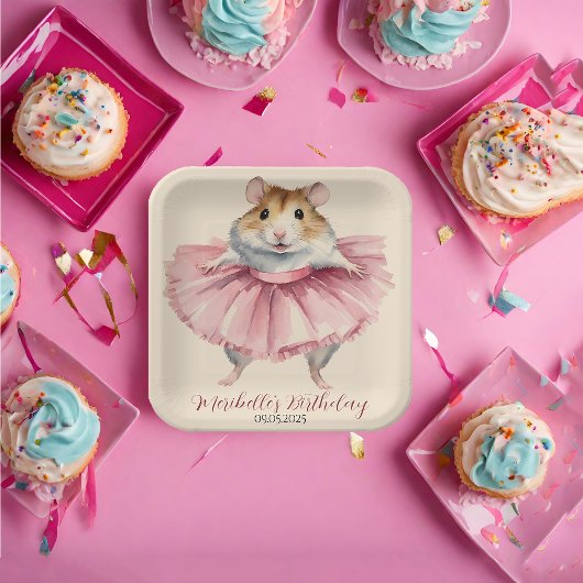 バレリナハムスターガール誕生日サンキューユー ペーパープレート