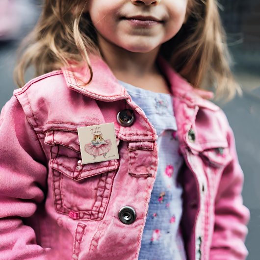 バレリナハムスターパーソナライズされたガールズ誕生日 缶バッジ