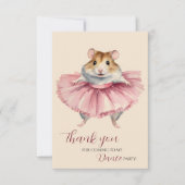 バレリナハムスター誕生日ダンスパーティーありがとう サンキューカード (正面)
