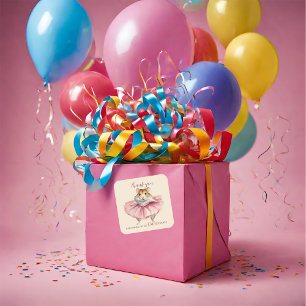 バレリナハムスター誕生日ダンスパーティーありがとう スクエアシール