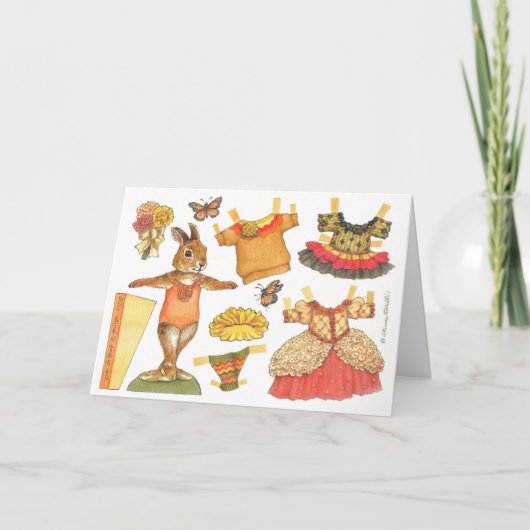 バレリナバニーサンクスギビング紙ドールカード シーズンカード (正面)
