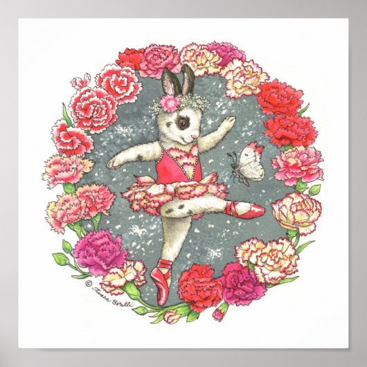 バレリナバニープリントカーネーション ポスター (正面)