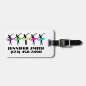 バレリナバレエダンサーパーソナライズされたネオンタトゥス ラゲッジタグ (正面横)