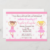 バレリナバレエダンス誕生日招待状 招待状 (正面/裏面)