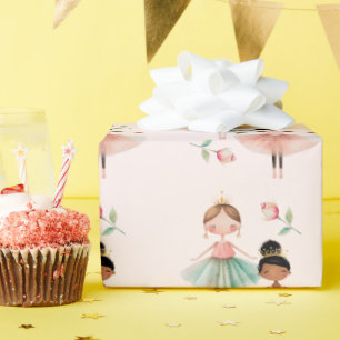 バレリナバレエピンクパターン誕生日 ラッピングペーパー