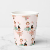 バレリナバレエピンクパターン誕生日 紙コップ (正面)