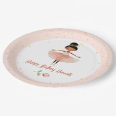 バレリナバレエピンク誕生日ガール ペーパープレート (アングル)