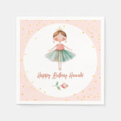 バレリナバレエピンク誕生日 スタンダードカクテルナプキン (正面)