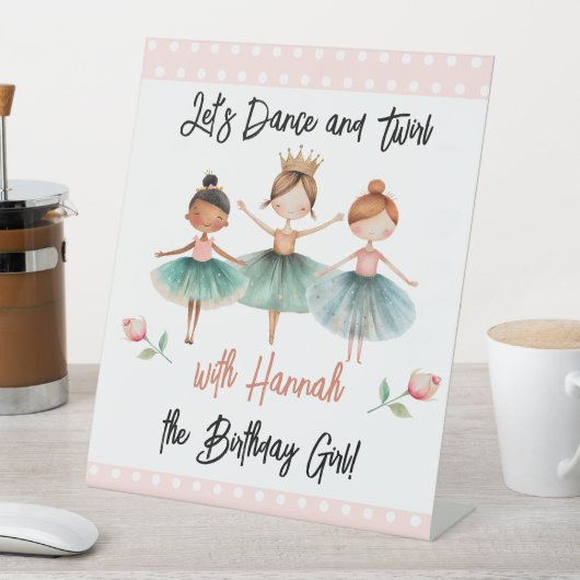 バレリナバレエ誕生日ガール 台座サイン (インサイチュ)